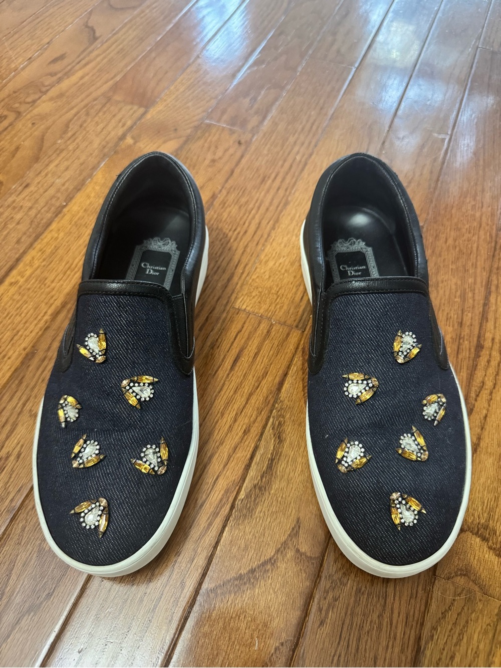 Embellished Slip-On Sneakers in Navy with Jewel bees DIOR🖤